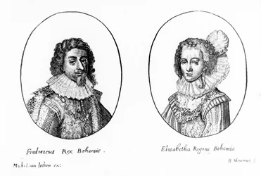 Fryderyk V z Czech i Elżbieta, królowa Czech, grafika Balthasara Moncorneta, ok. 1630